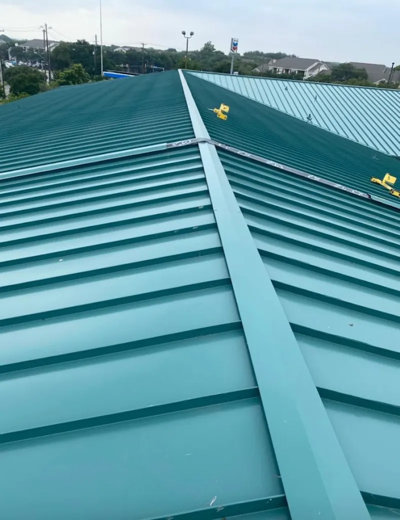 Green commercial metal roof ridge and valley for Metal Roof Repair in North Potomac